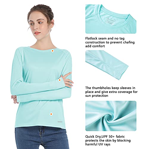 Camisetas femininas com proteção solar FPS 50+ UV - manga comprida para caminhadas ao ar livre, pesc