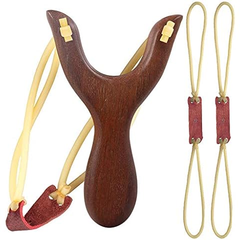 VGOODALL Wooden Slingshot Classic Aiming Catapult Toy for Outdoor Hunting Competition wood 1 Slingshot 2 Tendons color may vary Cover