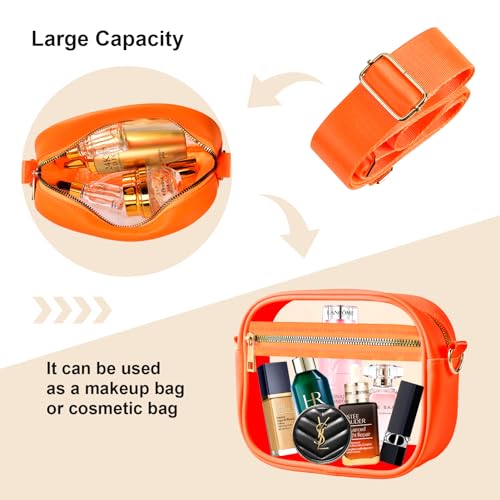 Image of Fibrdoo Clear Bag Stadium Approved, Leather Clear Crossbody Purse Bag for Concerts Sports Events Festivals