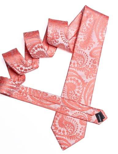 Image of YOHOWA Mens Ties Set Wedding Paisley Neckties with Handkerchief Cufflinks Formal Business