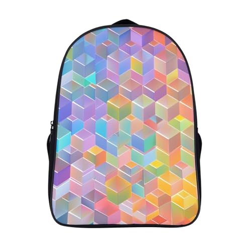 Mochila infantil 3D de bloques con estuche y bolsa escolar de 40x28x16 cm para niños