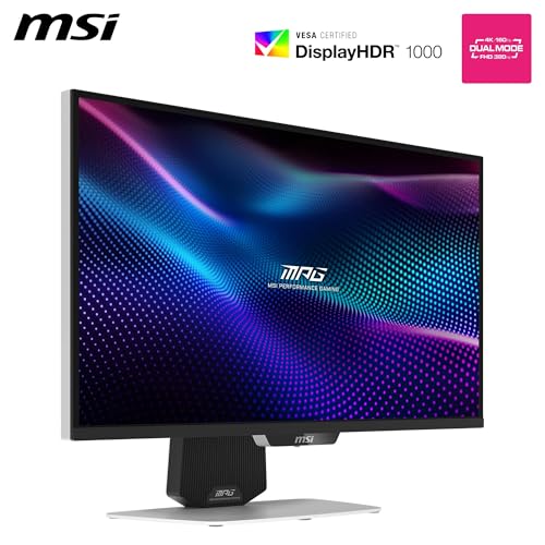 Miniatura 3 de MSI MPG 274URDFW E16M Monitor gaming 4K UHD de 27 pulgadas, 3840x2160 IPS rápido, 0,5 ms, DisplayHDR 1000, Mini-LED, Modo dual, HDMI 2.1, DP 1.4a, USB C 98WPD, Ajustable en inclinación, altura, Blanco