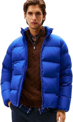 Tommy Hilfiger Herren Pufferjacke Down Stand mit Stehkragen, Blau (Wedge Blue), M – Ansicht 1