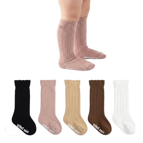 Image of Dioxay Toddler Girls Knee High Socks Soft Cotton Ruffle Long Tube Socks For Preemie Infant Newborn Toddler