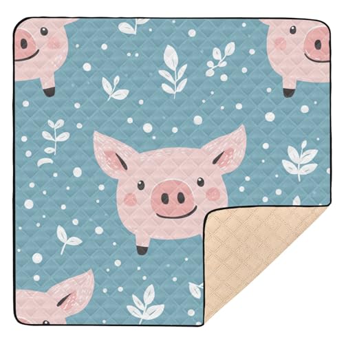Kigai Pink Pig Baby Play Mat for Floor and Playpen 50x50 inch Non-Slip Baby Activity Playmat Waterproof Foldable Crawling Mat for Infants Toddlers