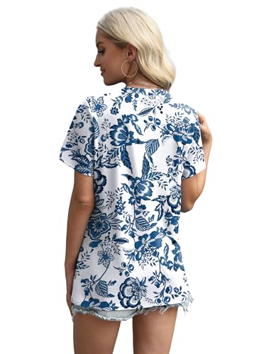 Image of XIEERDUO Womens Summer Tops 2026 Pleated Round Neck Short Sleeve Shirts Business Casual