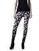 QZUnique Women's Skull Print Footless Cool Sexy Leggings Yoga Pants X-Small Small Grinning Skull