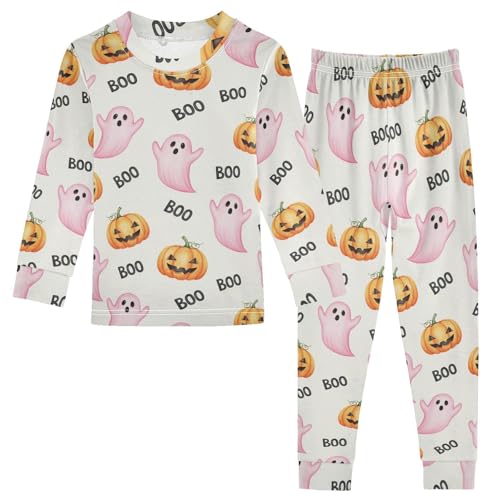 Pajama Sets Long Sleeve Halloween Ghosts Pumpkins Soft Comfy Sleepwear 2 Piece PJS 3-8T