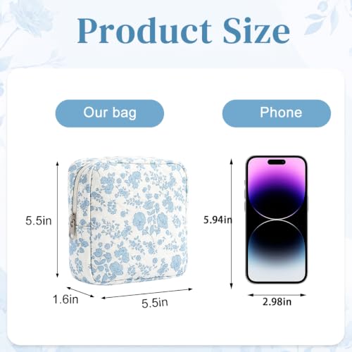 Image of MAYCREATE Small Quilted Cotton Makeup Bag Mini Portable Cosmetic Pouch