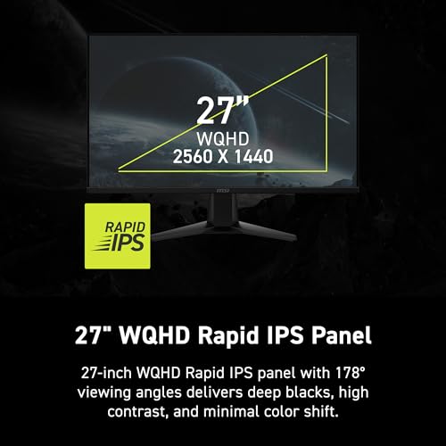Image of msi MAG 275QF E20 27-inch 2560 x 1440 (WQHD) Gaming Monitor, 200Hz, AMD FreeSync Premium, NVIDIA G-SYNC Compatible, HDR Ready, HDMI, VGA Port, VESA, Tilt, 0.5ms, Black