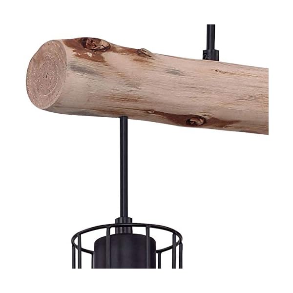 Osasy Deckenlampe holz rustikal Esszimmer Höhenverstellbare Hängelampe mit 60 CM Holzbalken, Hängeleuchte 3 x E27 max… – Bild 4