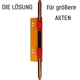 Doppellochung zum mittigen oder bündig mit der Ordnerkante abschließenden Einhängen des Schriftguts. Der Ordner hat dadurch mehr halt und stürzt nicht um