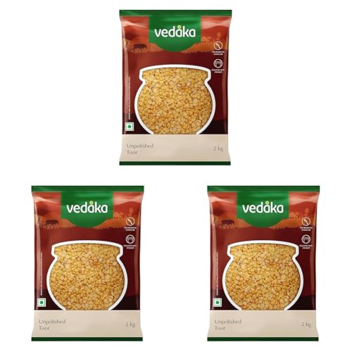 Image of Amazon Brand - Vedaka Unpolished Toor Dal | 2 Kg | Popular Toor Dal | Naturally Rich Source of Protein | Naturally Cholesterol-Free (Pack of 3)