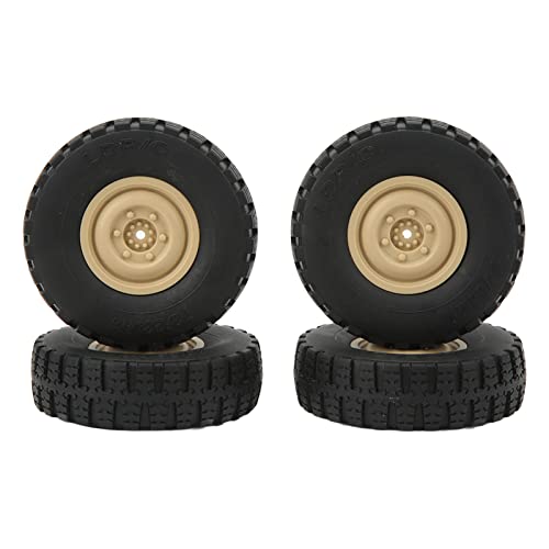 HERCHR 72mm/2.83in Tire Diameter 5mm Hex Wheel Rims & Rubber Tires Set RC Tires for Unimog Model P06 RC Car Crawler Car Crawler Tires Rubber Wheel Tires RC Wheels Tire Set(Khaki)