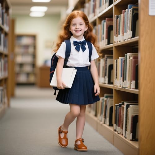Image of Kiderence Toddler Girl Mary Jane School Uniform Dress Shoes Oxford Flats | Wide Toe Box Great Comfort for Student Shoe and Flower Girl Shoe for Wedding, Parties, Church
