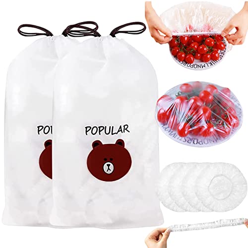 Charlotte Alimentaire Reutilisable, 200 Pièces Film Alimentaire Reutilisable - Sac de Conservation Alimentaire Couvercles de Bols Réutilisables Élastiqués (200)