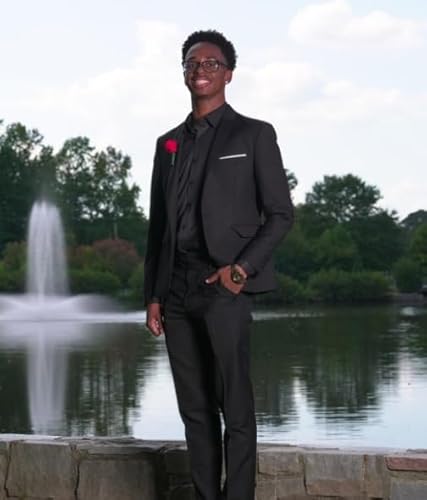 SHUZHXLZANGY Men 2 Piece Black Suit for Men Regular Fit One Button Blazer Men Pants Casual Fashion Suits for Men Size 46 XXL