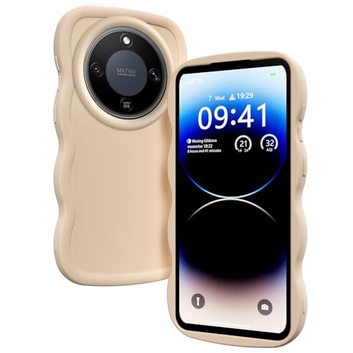 Image of XINYEXIN Liquid Silicone Case for Honor Magic 8 Lite 5G, Wave Frame Curly Shape Cute Protective Case Soft Shockproof Bumper Cover - White