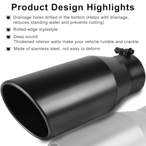 Image of 3 inch Inlet Exhaust tip, 3 inch Inlet 5 inch Outlet 12 inch Length Stainless Steel