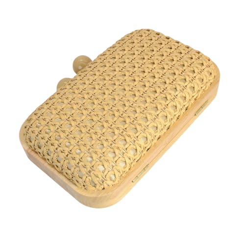 Image of Women Straw Clutch Purse Handwoven Summer Evening Bag Beach Straw Handbag Wedding Party Clutch Bag Wicker Purse