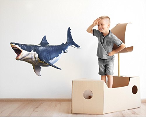 Vinilo decorativo Megalodon tiburón 18 pulgadas azul miniatura 3