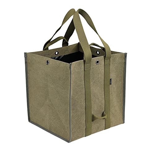Generic Saco portátil de lenha para lenha com alças fácil de transportar para jardim porta-embalagem
