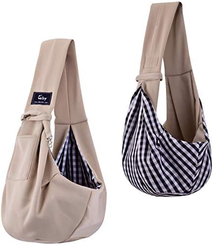 CUBY Reversible Pet Sling Carrier Hands-free Sling Pet Dog Cat Carrier Bag Soft Comfortable Puppy Kitty Double-sided Pouch Shoulder Carry Tote Handbag