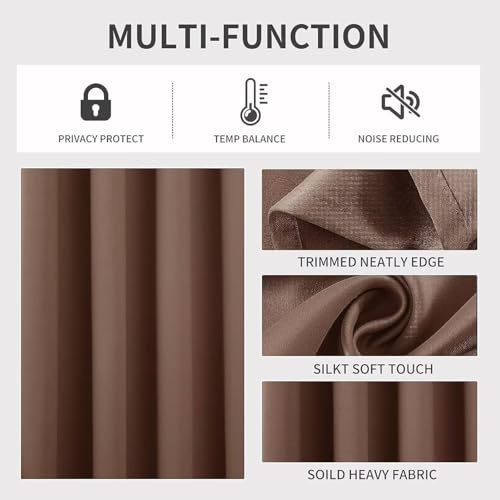Joydeco Blackout Curtains 84 Inch Length 2 Panels Set, Thermal Insulated Long Curtains& Drapes 2 Burg, Room Darkening Grommet Drapes for Living Room Bedroom Window (W52 x L84 Inch, Brown) by Joydeco - Image 4