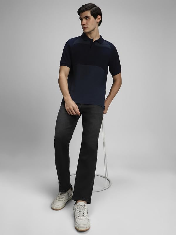Image of Dennis Lingo Men's Black Cotton Polo Neck Tshirt, Regular Fit Half Sleeve