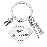 YALLNASL Funny Dentists Keychain Gifts Same Spit Different Day Keychain for Dental Assistant Gift Dental Hygienist Graduation Gifts for Dental Student Key Chain Christmas Gifts