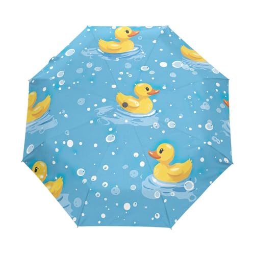 Parapluie bleu canard pliable automatique compact pour adulte homme femme résistant