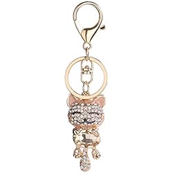 Porta Celulares Para Autos FENICAL Diamond Cat Keychain Cute Kitten Sparkling Keychain Crystal Rhinestone Llavero para los Amantes de Animales de Gato