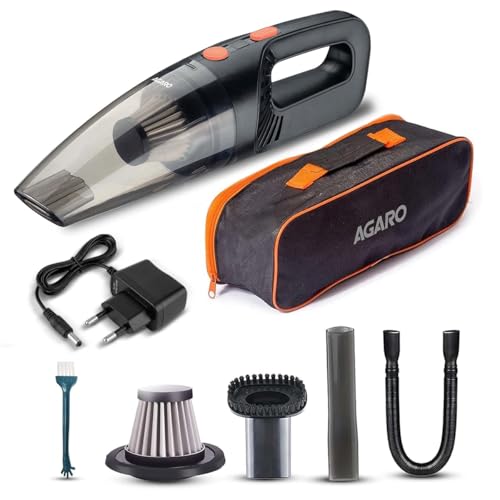 Image of AGARO Cordless Rechargeable Car Vacuum Cleaner, Portable, Handheld,100W, 5.5KPAPower Socket, Stainless Steel Filter, Black HVC1081