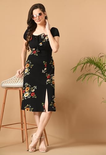 Image of IUGA Women's Half Sleeve Round Neck Printed Dress
