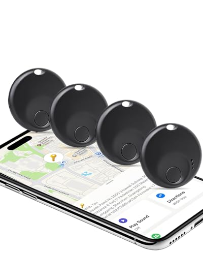 Air Tags-4 Pack, Bluetooth Keys Finder Luggage Tracker Works with Apple Find My APP, Item Locator for Luggage, Backpack, Suitcases, Black (iOS Only)