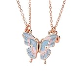 Ancnoz Butterfly Necklaces for 2 Best Friends Christmas Birthday Gifts for Friend Blue Matching Friendship Necklace for Two Friend Bestie BFF Best Friend Forever Gift