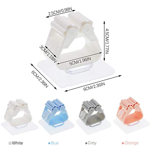 Lzymsz 8Pcs Mop Broom Holder, Self Adhesive Reusable Wall Mounted Storage Rack, 4 Colors No Drilling Broom Gripper Holder For Kitchen Bathroom Garden Laundry Door Wardrobe Garage Toilet #TOP1