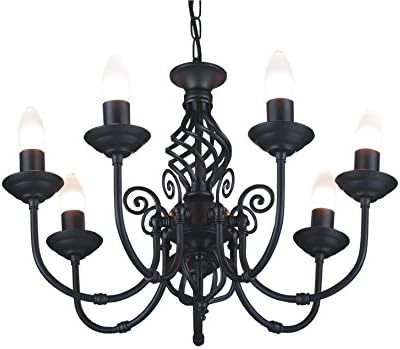 Traditional Classic Knot Twist 7 Light Black Ceiling Light Fitting / Lighting