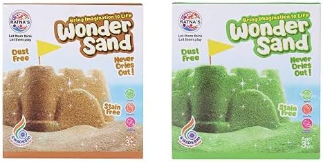 RATNA'S Wonder Sand with Tray for Play - Smooth Sand for Kids (Brown & Green 500 Grams)