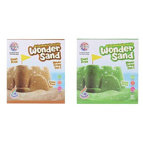 RATNA'S Wonder Sand with Tray for Play - Smooth Sand for Kids (Brown & Green 500 Grams)