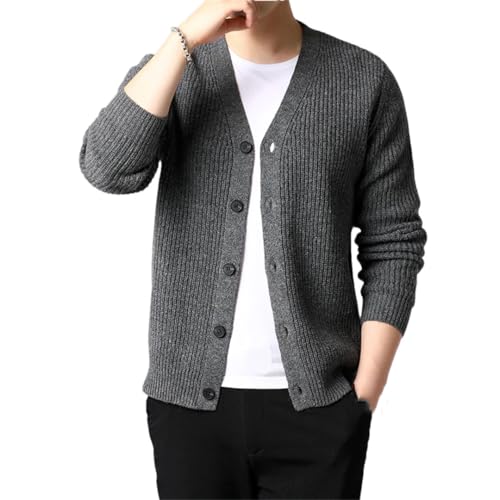 Men's V-Neck Solid Color Thickened Slim Fit Knitted Sweater Warm Casual Knitted Cardigan3