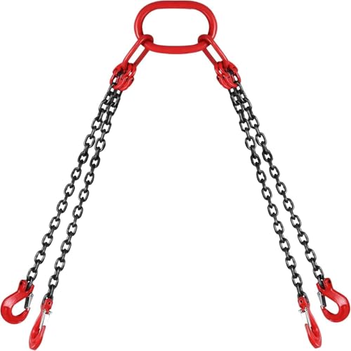 CucCe Cadenas de elevación Eslinga de Cadena de elevación con Ganchos Eslinga de Cadena de 4 Patas con grúa acortadora, 4T for Puertos mineros y construcción Pulsera(200CM)