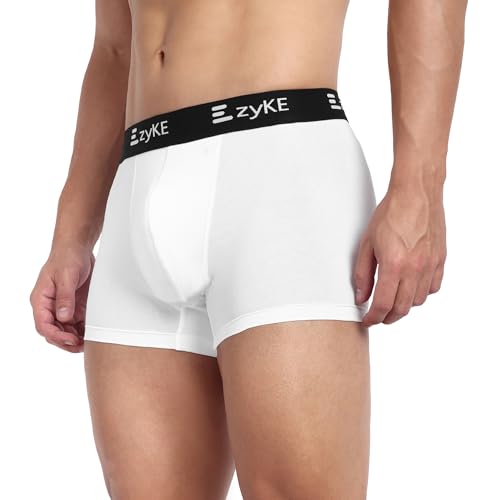 Image of Zyke Men's Cotton Trunk Innerwear | 95% Cotton 5% Elastane Stretch Underwear | Ultra Soft Waistband Anti-Bacterial Moisture Wicking Trunks for Men (Pack of 1)