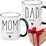 New Mom Dad Mug Coffee Mug Gift for Parents, expecting parents, New Parents Gift, Set of 2 Shot Mugs with black Handle