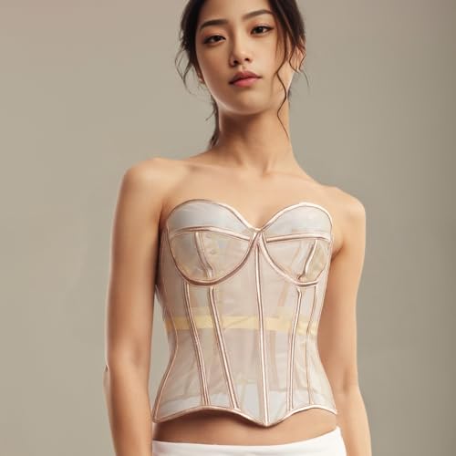 Bustier corset transparent sculptant avec maintien en arête de poisson