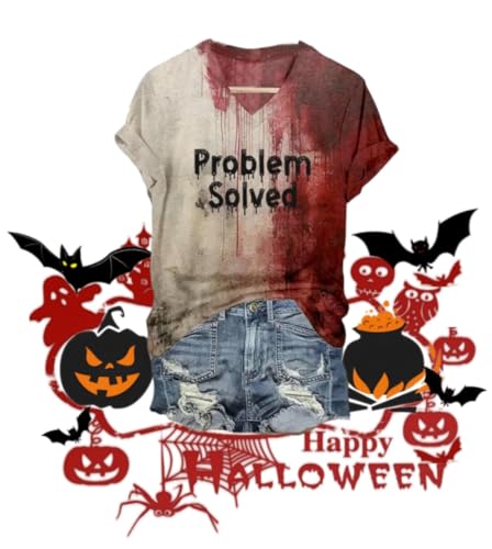 I'm Fine Bloody Shirt Women Funny Halloween Blood Horror Tshirt Clothes Gift Blood Splatter Top for Women