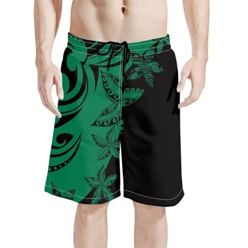 Mens Samoa Hawaii Swim Trunks Quick Dry Polynesian Tribal Tatau Swim Shorts with Mesh Lining