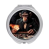 Casino Chimpanzee Playing Cards Compact Mirror Travel Pocket Mirror Mini Makeup Mirror Small Mirror for Purse