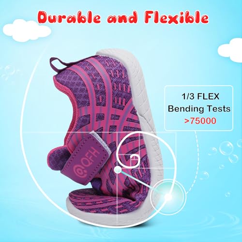 Qfh A1019-2202 Boys' Sneakers Toddler Girl Lightweight Shoes Child Barefoot Tennis Shoes Flat Bottom Sneakers Purple 4 Toddler thumb #4
