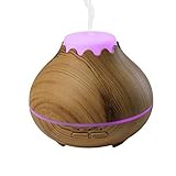 COOSA Difusor de Aceites Esenciales 150ml , Grano de Madera, Auto-Apagado, Humidificador Ultrasonico con Luces LED Colorida, para su Oficina, Casa, Yoga Spa